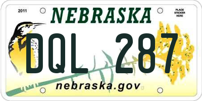 NE license plate DQL287
