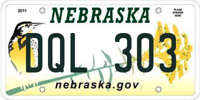 NE license plate DQL303