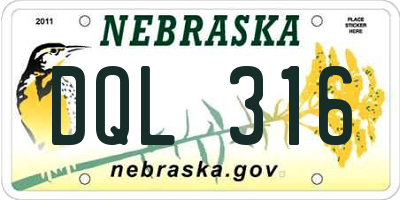 NE license plate DQL316