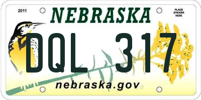 NE license plate DQL317