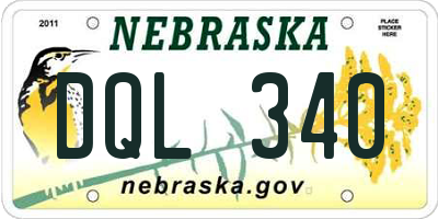 NE license plate DQL340