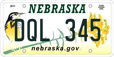 NE license plate DQL345