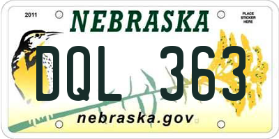 NE license plate DQL363
