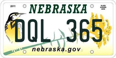 NE license plate DQL365