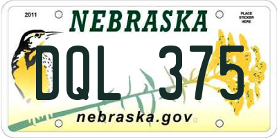 NE license plate DQL375