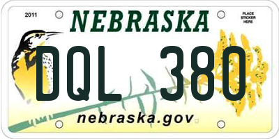 NE license plate DQL380