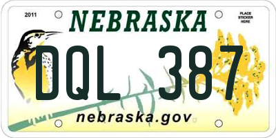 NE license plate DQL387