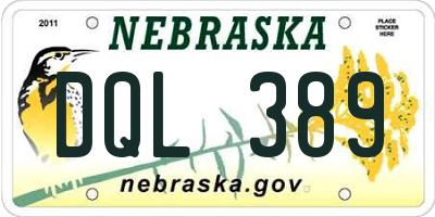 NE license plate DQL389