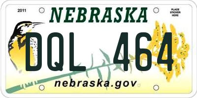 NE license plate DQL464