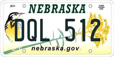 NE license plate DQL512