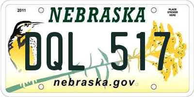 NE license plate DQL517