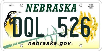 NE license plate DQL526