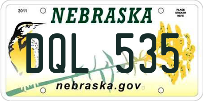 NE license plate DQL535