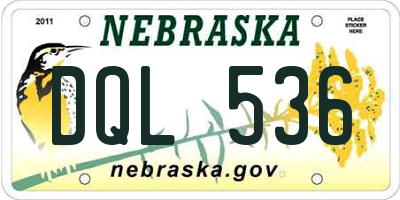 NE license plate DQL536