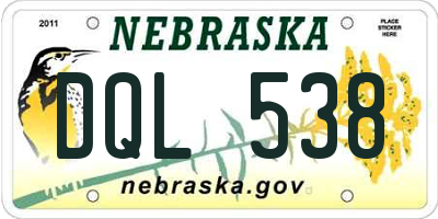 NE license plate DQL538