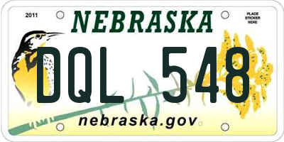 NE license plate DQL548
