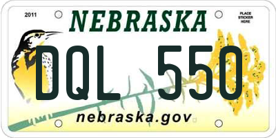 NE license plate DQL550