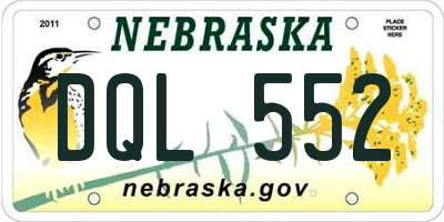 NE license plate DQL552