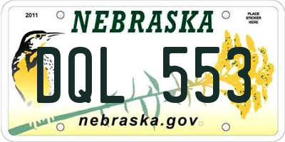 NE license plate DQL553