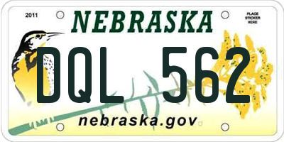 NE license plate DQL562