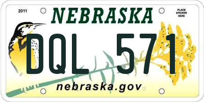 NE license plate DQL571