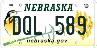 NE license plate DQL589