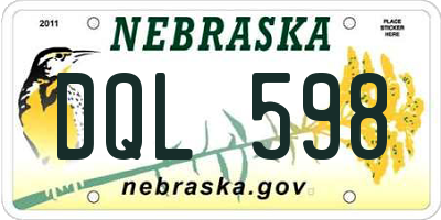 NE license plate DQL598