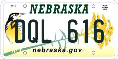 NE license plate DQL616
