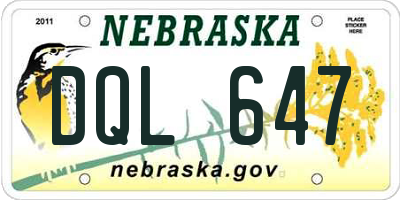 NE license plate DQL647