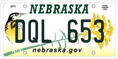 NE license plate DQL653