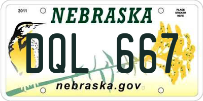 NE license plate DQL667