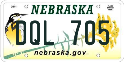 NE license plate DQL705