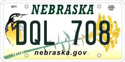 NE license plate DQL708