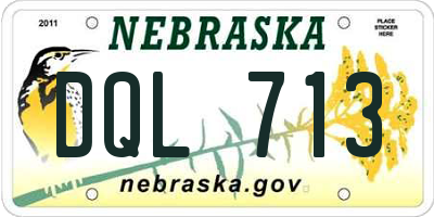 NE license plate DQL713