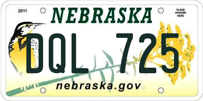 NE license plate DQL725
