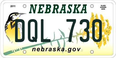 NE license plate DQL730