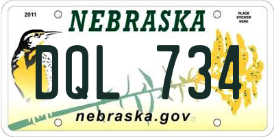 NE license plate DQL734