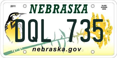 NE license plate DQL735