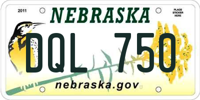 NE license plate DQL750