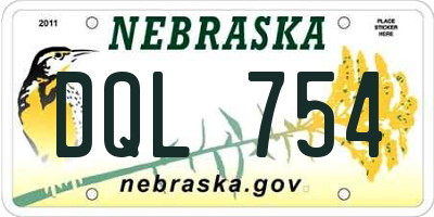 NE license plate DQL754