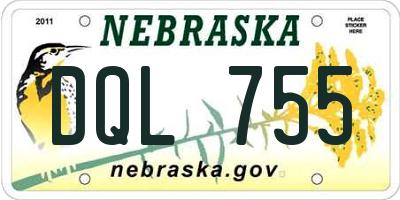 NE license plate DQL755