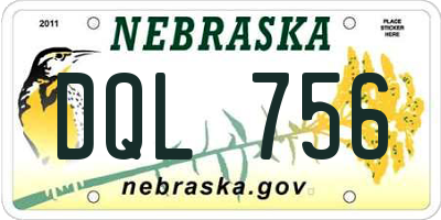 NE license plate DQL756