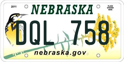 NE license plate DQL758