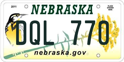 NE license plate DQL770