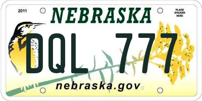 NE license plate DQL777