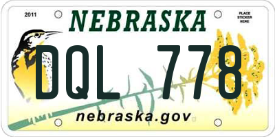 NE license plate DQL778