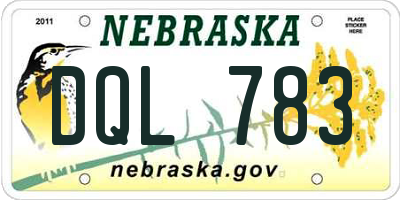 NE license plate DQL783