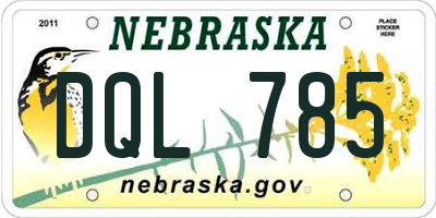 NE license plate DQL785
