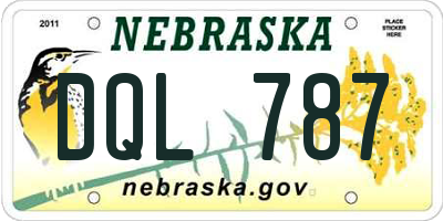 NE license plate DQL787
