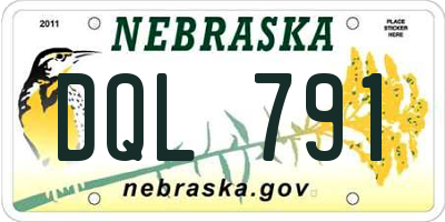 NE license plate DQL791